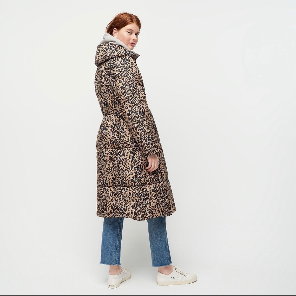 NWT J.Crew Leopard Puffer Jacket - Picture 2 of 6
